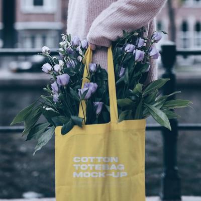 Cute Tote Bag Mock-Up Filled with Flowers – Free Download