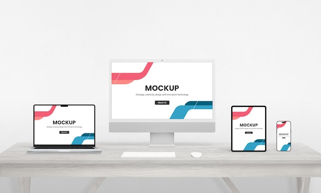 Responsive Devices on a Work Desk Mockup | Free Download