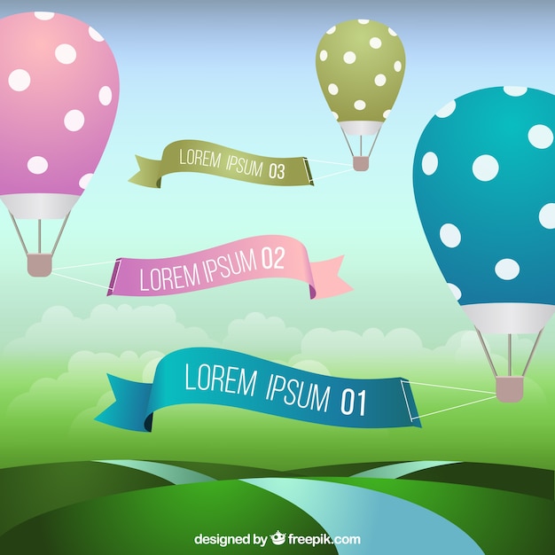 Hot Air Balloons with Banners – Free Download