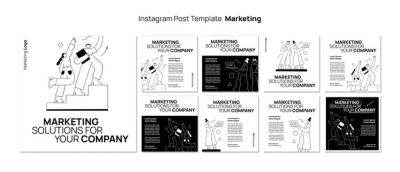 Hand Drawn Marketing Instagram Posts Template – Free Download