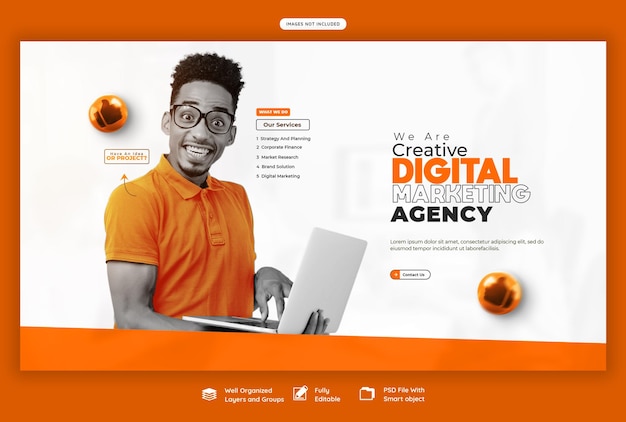 Digital Marketing Agency and Corporate Web Banner Template – Free Download