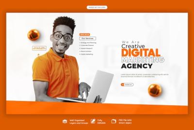 Digital Marketing Agency and Corporate Web Banner Template – Free Download