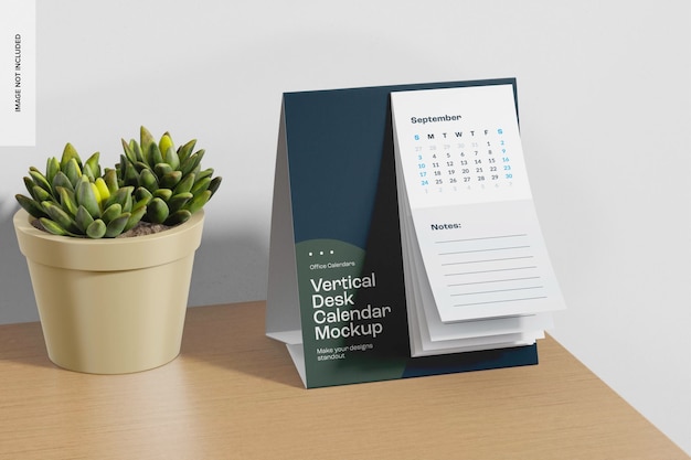 Vertical Desk Calendar Mockup Side View – Free Download