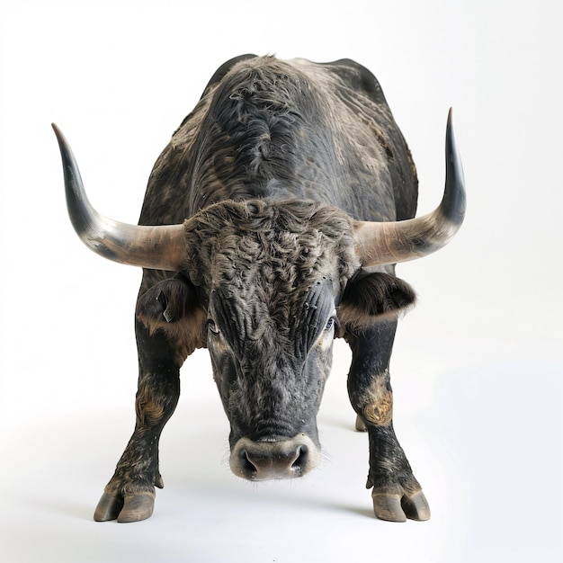 A Bull with Horns on a White Background – Free Download