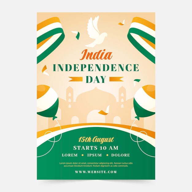 Gradient Vertical Poster Template for India Independence Day Celebration – Free Download