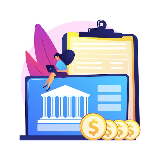 Online Banking Cartoon Character: Freelancer with Laptop and Coins | Free Download