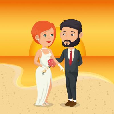 Just Married Couple on the Beach – Free Stock Photo for Download