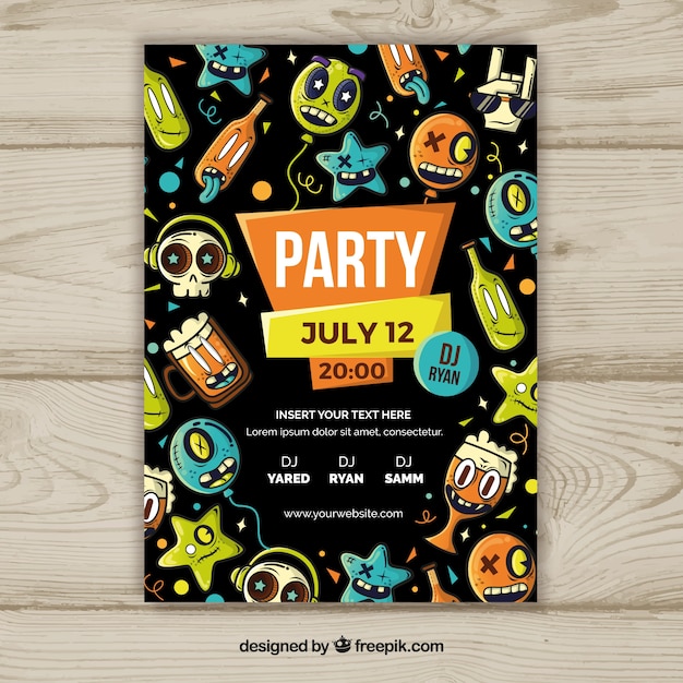 Flat Design Party Poster Template – Free Download