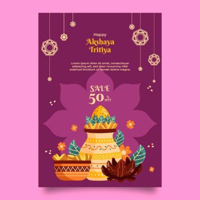 Flat Akshaya Tritiya Sale Vertical Poster Template – Free Download