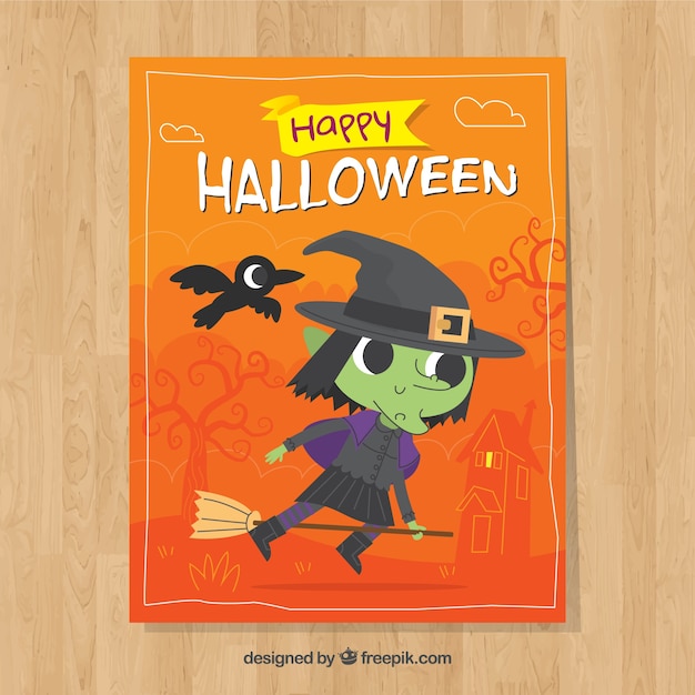 Lovely Witch Halloween Card – Free Download