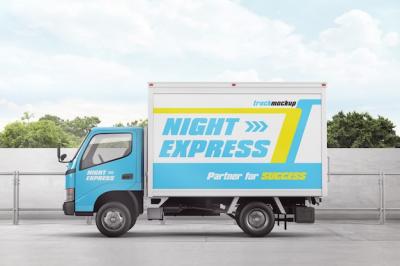 Delivery Box Truck Advertising Mockup – Free Download