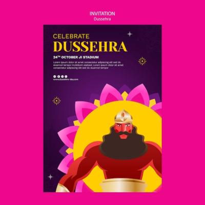 Gradient Dussehra Template Design – Free Download