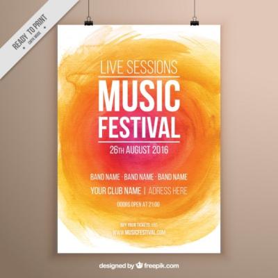 Vibrant Watercolor Music Festival Poster – Free Download