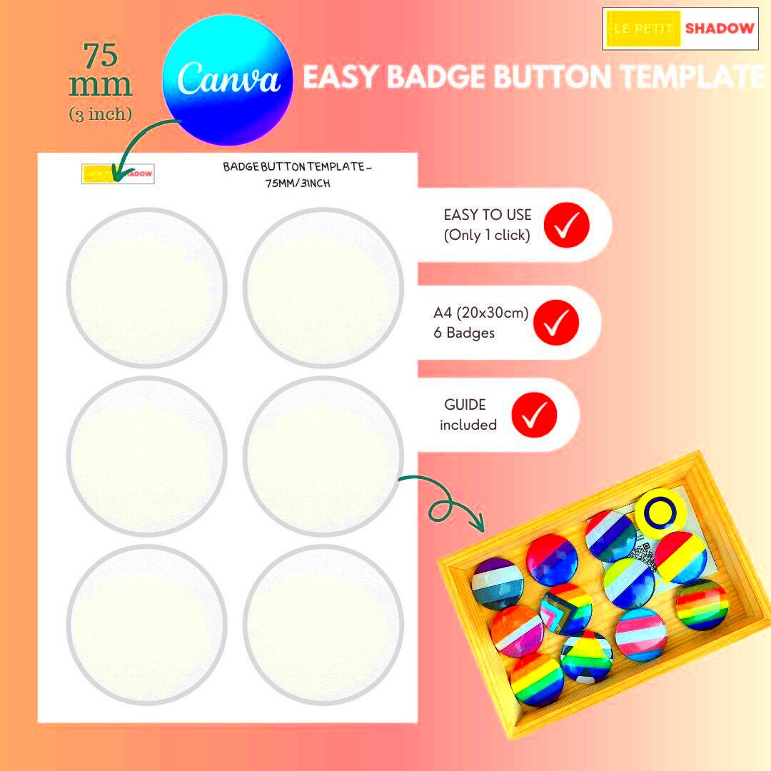 Easy Badge Button Template Pinback Button Template Canva Template for 