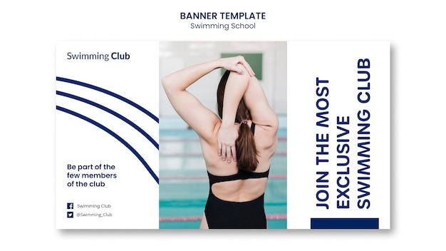 Swimming School Banner Template for Free Download