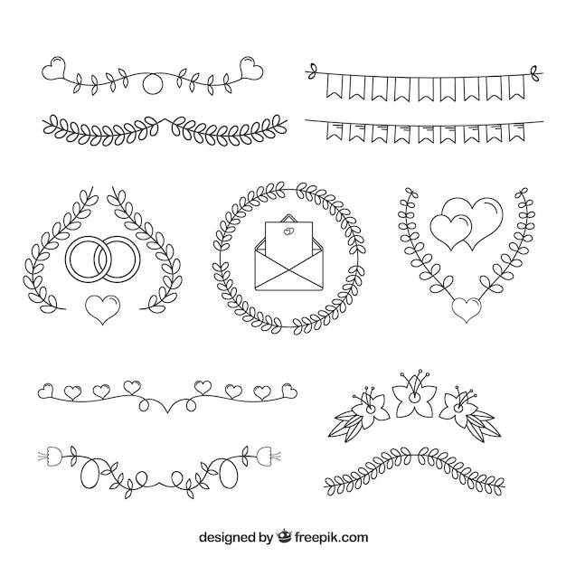 Hand Drawn Wedding Ornament Collection – Free to Download