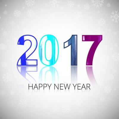 Happy New Year 2017 Background with Snowflakes – Free Download