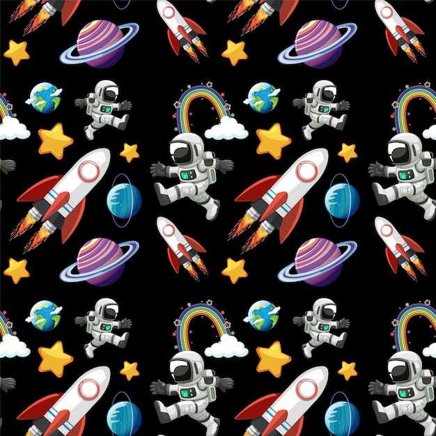 Seamless Pattern of Space Adventure – Free Download