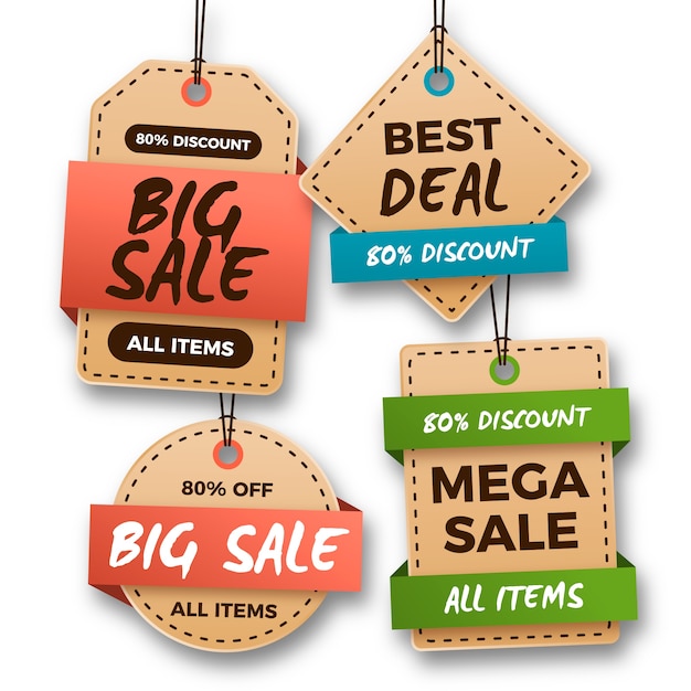 Realistic Hanging Sales Label Collection – Free Download