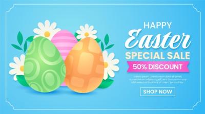 Gradient Horizontal Sale Banner Template for Easter Celebration – Free Download