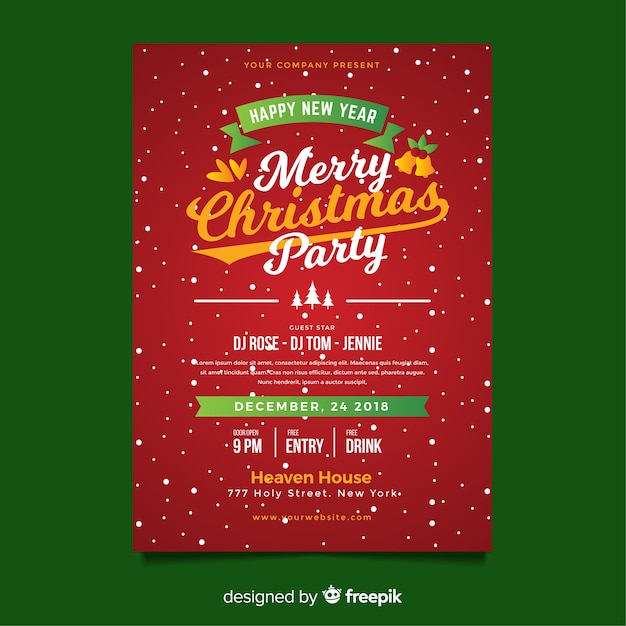 Flat Christmas Party Poster Template – Free to Download