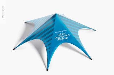 High Angle View Fabric Pop Up Tent Mockup – Free Download