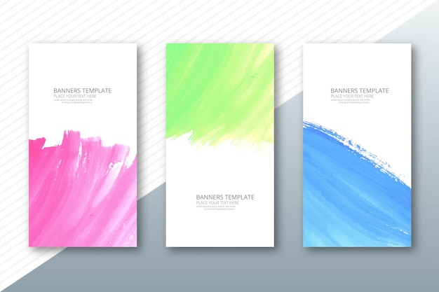 Elegant Watercolor Colorful Paint Brush Banner Set Background – Free Download