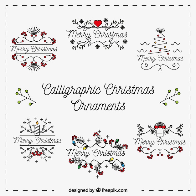 Christmas Calligraphic Ornaments – Free Download