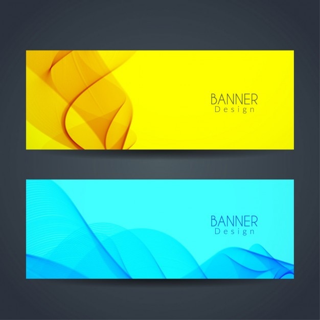 Yellow and Blue Wavy Shape Banners – Free Stock Photo, Download Free