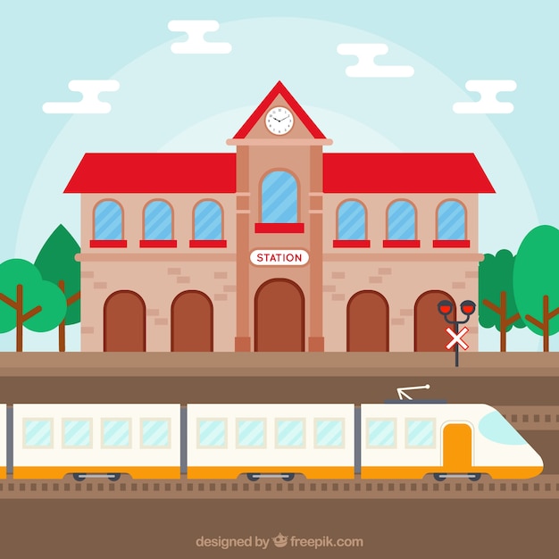 Modern Train Station in Flat Design – Free Stock Photo Download