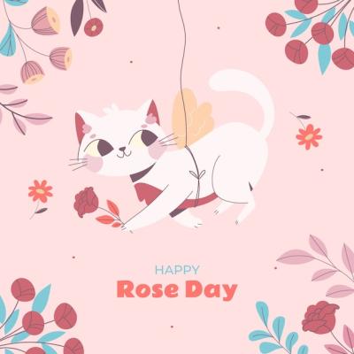 Flat Illustration for Rose Day Celebration – Free Download