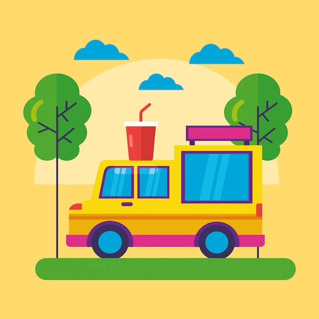 Flat Design Food Trucks Festival – Free Download for Vector Templates