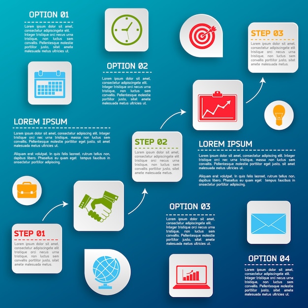 Project Organization Steps and Options Icons Vector Illustration – Free Download