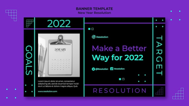 Dark New Year Resolutions Banner Template – Free Download