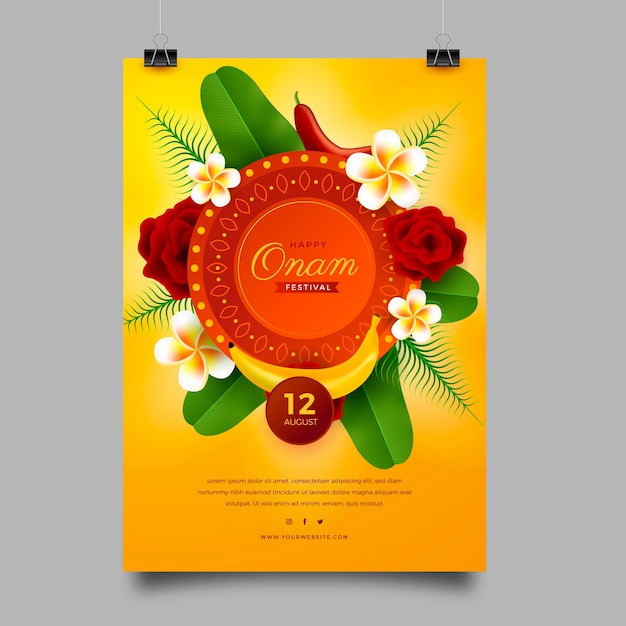 Realistic Onam Vertical Poster Template for Free Download