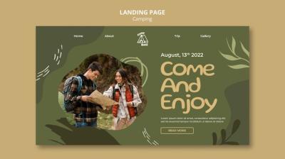 Camping Landing Page Template Featuring Lush Vegetation – Download Free Stock Photo