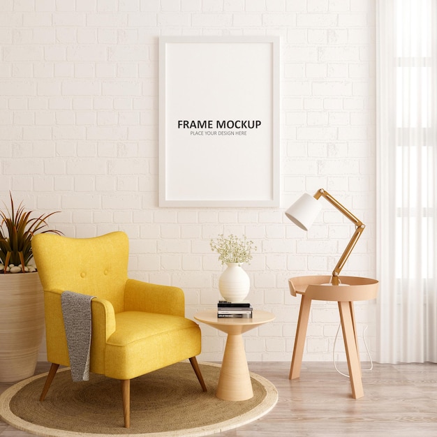 Living Room Mockup Featuring Poster and Sofa Armchair – Free Download