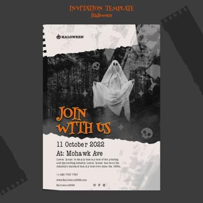 Grungy Happy Halloween Invitation Template – Free Download