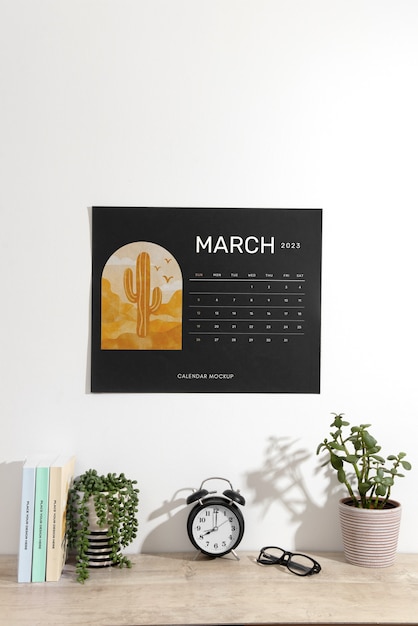 Wall Hanging Calendar Mock-Up Design for Free Download