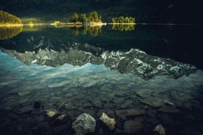 Alpine Summer Sunset at Eibsee Lake in Bavaria, Germany – Free Download