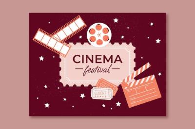 Flat Cinema Festival Photocall Template – Free Download