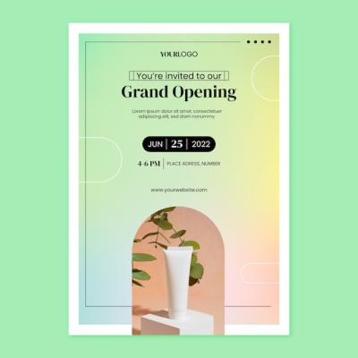 Gradient Invitation Template for Business Grand Opening – Free Download