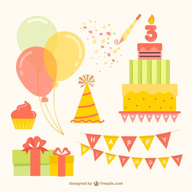 Colored Birthday Elements Vector Collection – Free Download