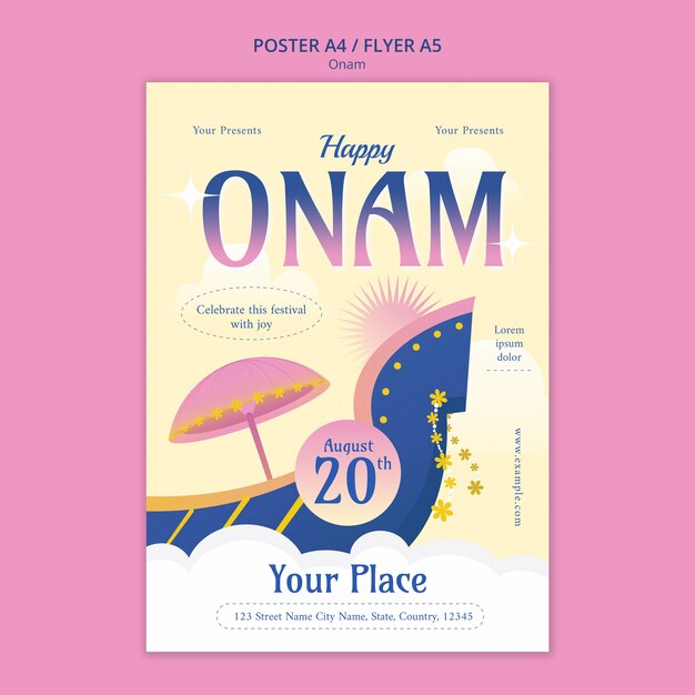 Vertical Poster Template for Onam Festival Celebration – Free Download