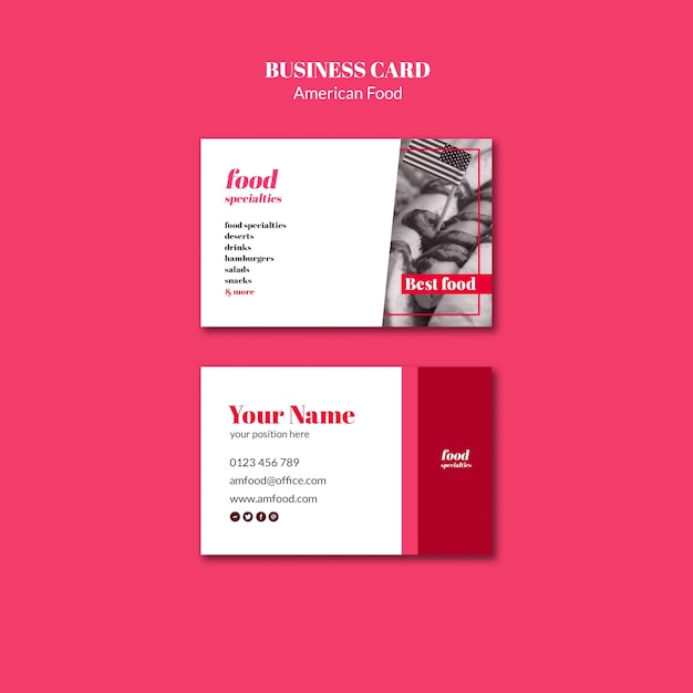 American Food Business Card Template – Download Free Stock Photo