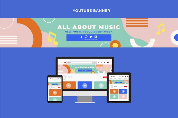 Flat Design YouTube Banner – Free to Download