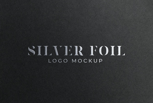 Silver Hot Foil Stamping Logo Mockup on Black Paper – Free Download