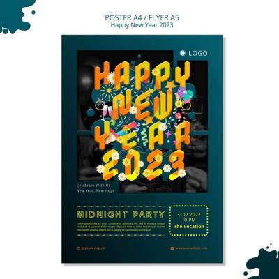 New Year 2023 Poster Template Design – Download Free Stock Photo