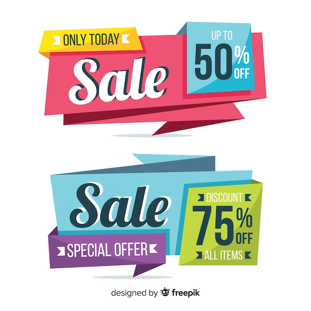 Origami Sale Banner Collection – Free Download