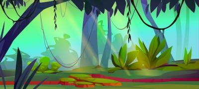 Tropical Jungle Forest Cartoon Nature Landscape – Free Download